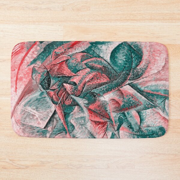 Item preview, Dynamism of a Cyclist by Umberto Boccioni – digital recreation in mallard green and red designed and sold by NickoPrints.