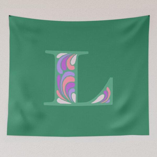 Item preview, Letter L Fancy Monogram Hippie Initial Green designed and sold by everything4eva.