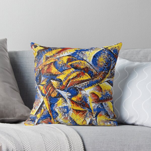 Item preview, Dynamism of a Cyclist by Umberto Boccioni - colorful digital recreation in blue, yellow and red designed and sold by NickoPrints.