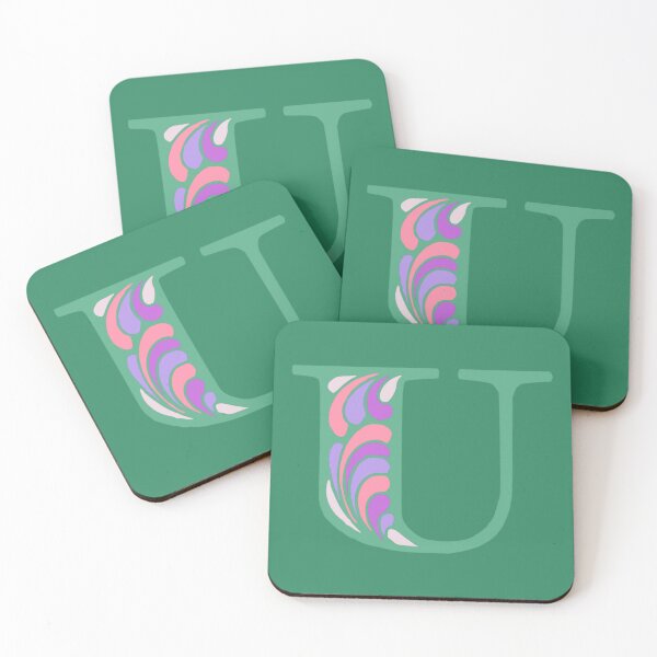 Item preview, Letter U Fancy Monogram Hippie Initial Green designed and sold by everything4eva.