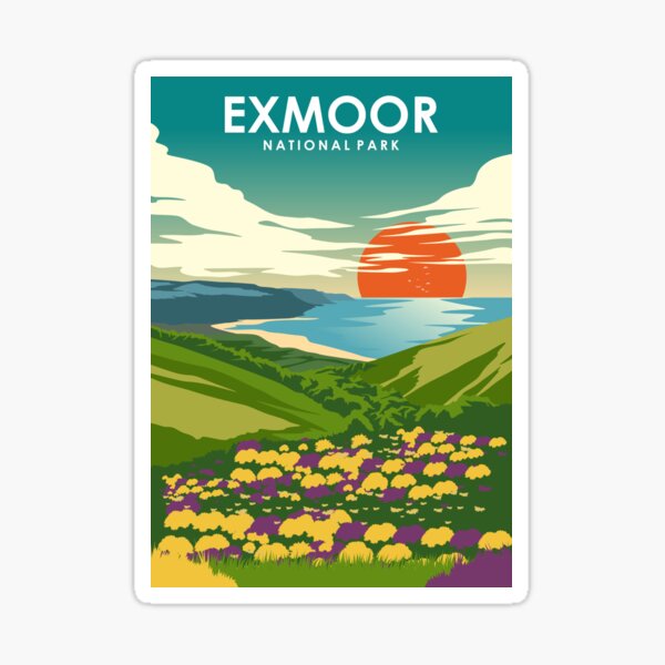 Item preview, Exmoor National Park Vintage Minimal Retro Travel Poster designed and sold by Stadify.