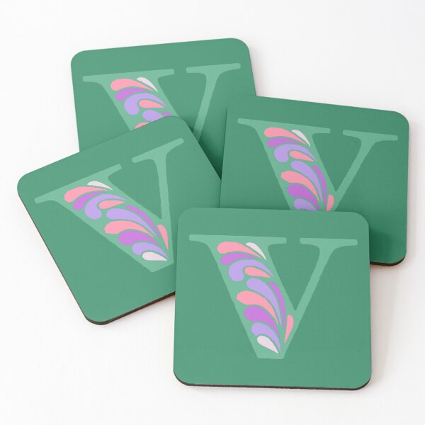 Item preview, Letter V Fancy Monogram Hippie Initial Green designed and sold by everything4eva.