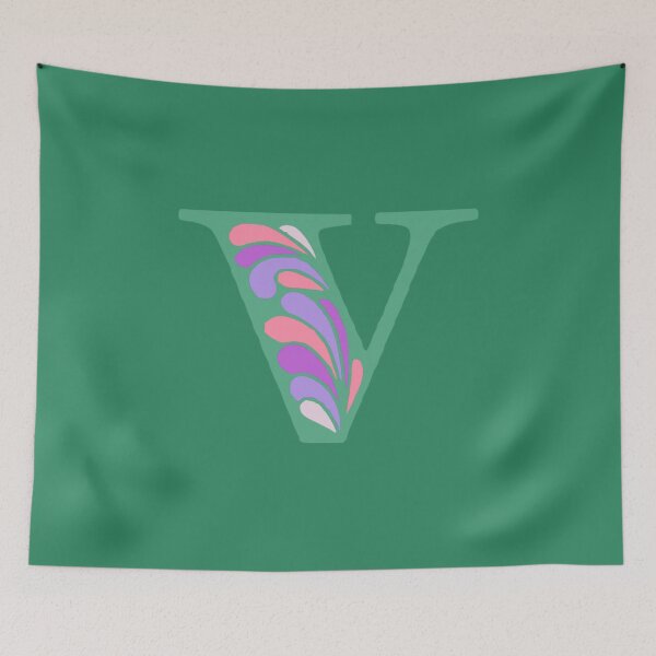 Item preview, Letter V Fancy Monogram Hippie Initial Green designed and sold by everything4eva.
