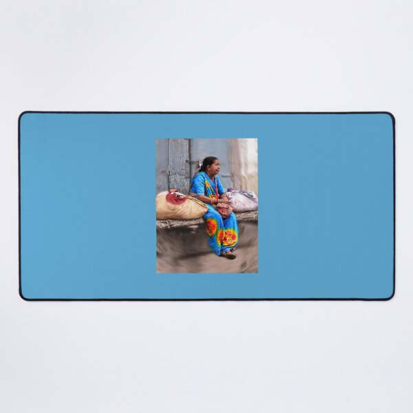 Item preview, Woman resting with sacks of cloth designed and sold by indiafrankk.