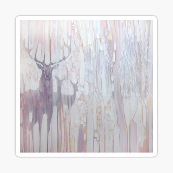 Spirit Guides - deer in a winter forest, art nouveau style Sticker