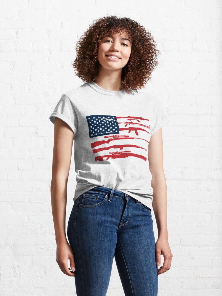 Alternate view of Support 2nd Amendment Gun Rights American Flag Classic T-Shirt