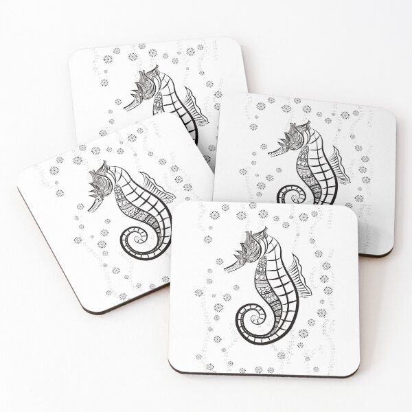 Aperçu de l'œuvre Sea Horse Mandalas Black créée et vendue par leeloolook.