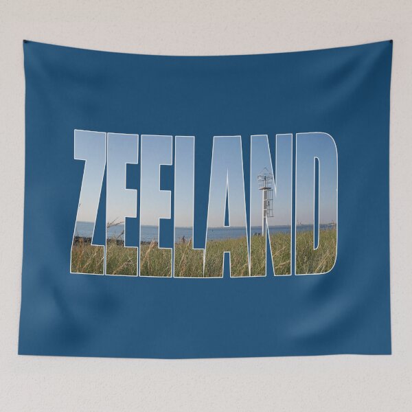 Item preview, Text Zeeland with overlay of a land and sea landscape in a photo of zeeland in the Netherlands designed and sold by PausePapote.