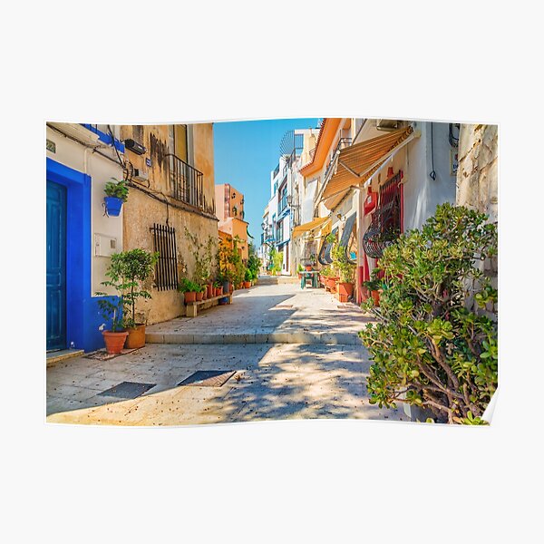 Alicante old town, sunlit street Poster