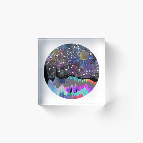 Orion Watercolor Mountain Landscape Acrylic Block