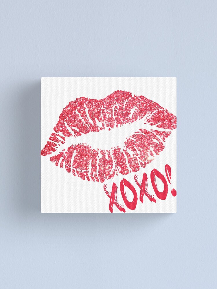 "Glitter Kiss Sparkling Lips Sexy Lipstick XOXO" Canvas Print by