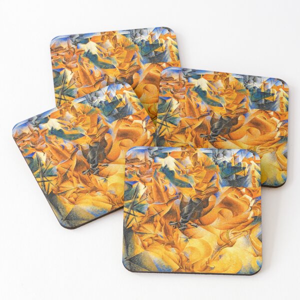 Item preview, Elasticity by Umberto Boccioni - digital recreation in blue and orange designed and sold by NickoPrints.