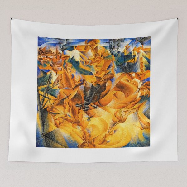 Item preview, Elasticity by Umberto Boccioni - digital recreation in blue and orange designed and sold by NickoPrints.