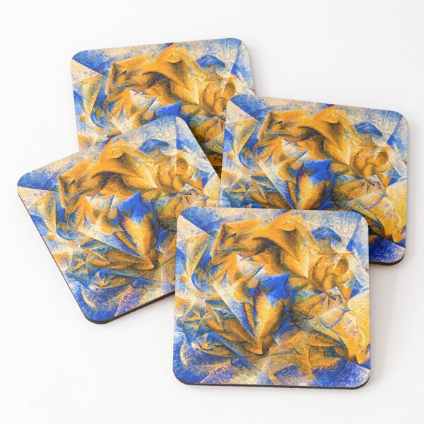 Item preview, Dynamism of a Soccer Player by Umberto Boccioni - digital recreation in blue and orange designed and sold by NickoPrints.