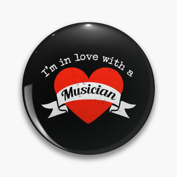 Item preview, I_m in love with a Musician  Big heart and banner Fitted V-Neck designed and sold by PamPan2.