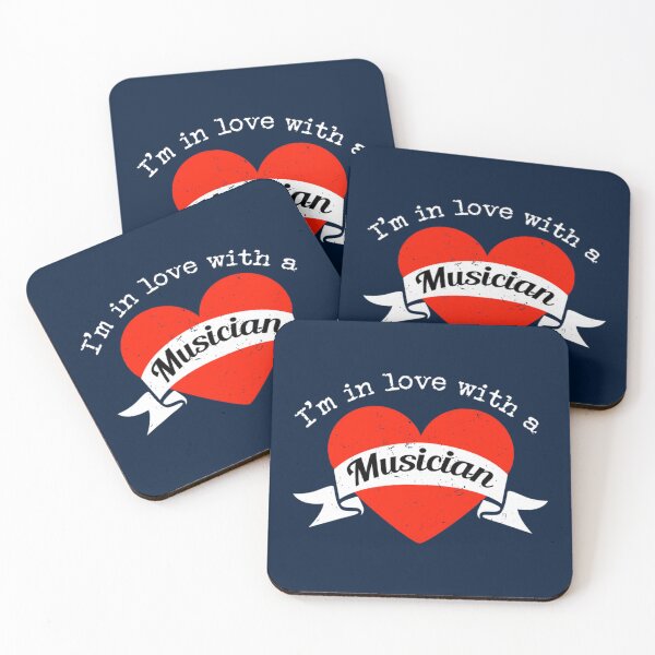 Item preview, I_m in love with a Musician  Big heart and banner Fitted V-Neck designed and sold by PamPan2.