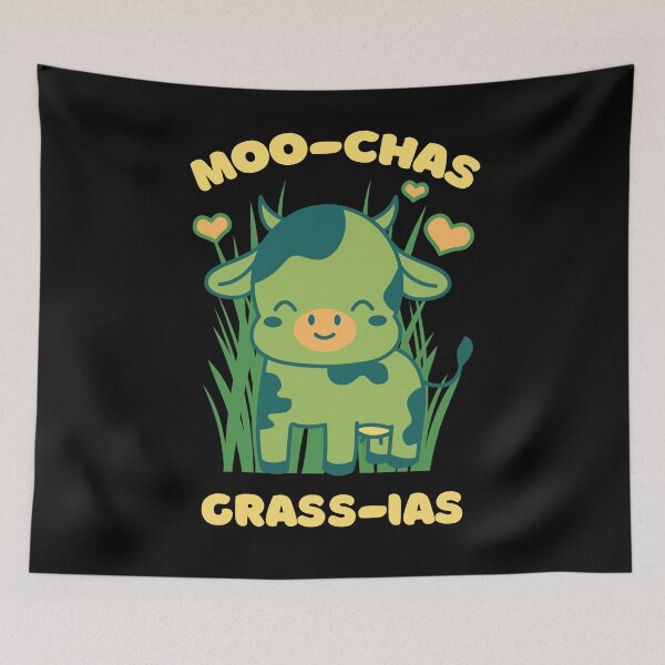 Item preview, Kawaii Moo-Chas Grass-Ias Animal Pun designed and sold by OmmeDesigns.