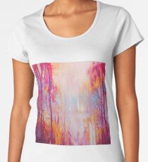 Hart's Desire - an autumn woodland landscape with white stag Women's Premium T-Shirt