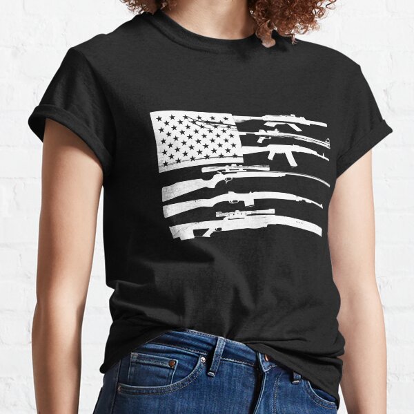 Support Dark 2nd Amendment Gun Rights American Flag Classic T-Shirt