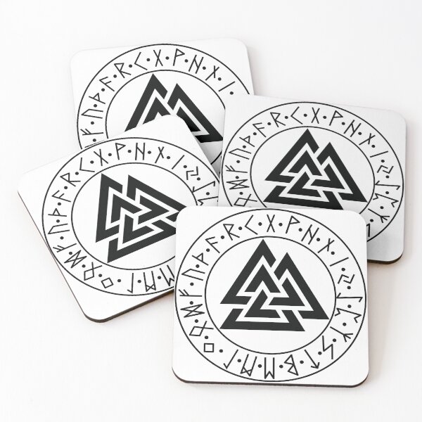 Item preview, Valknut Odin's Knot Futhark Circle black designed and sold by AgeOfHeroes.