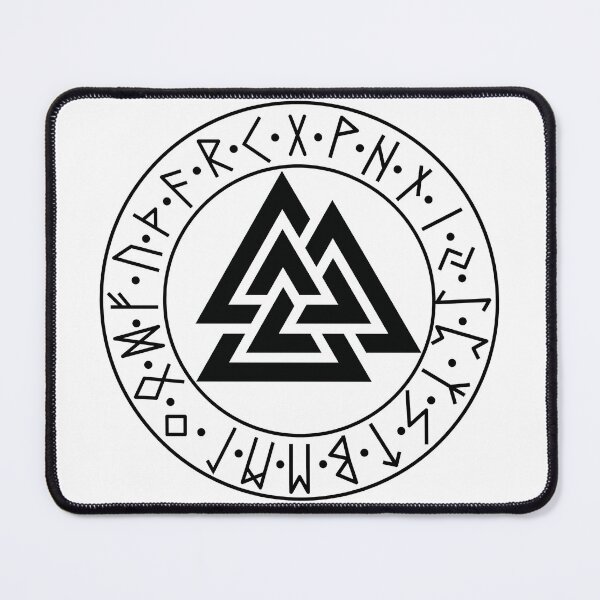 Item preview, Valknut Odin's Knot Futhark Circle black designed and sold by AgeOfHeroes.