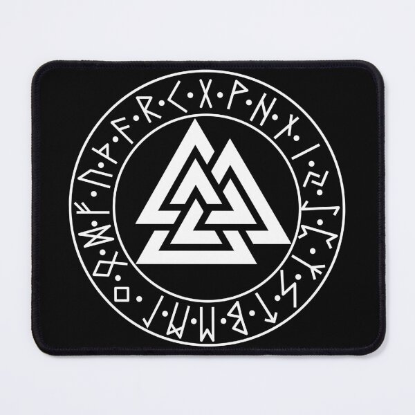 Item preview, Valknut Odin's Knot Futhark Circle white designed and sold by AgeOfHeroes.