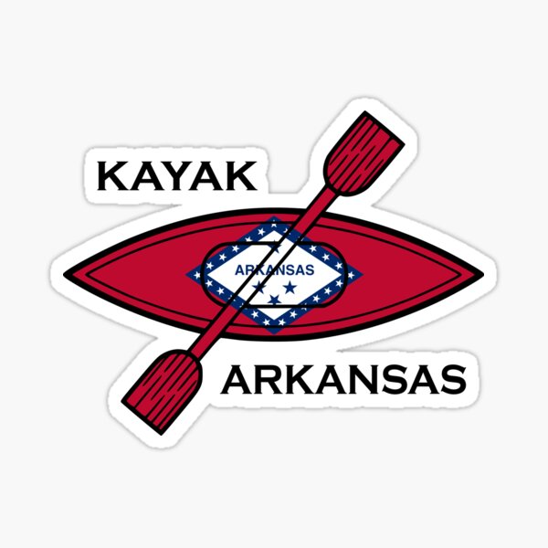 Vista previa del artículo con la obra «Bandera de Arkansas en kayak», diseñado y vendido por Esskay Designs.