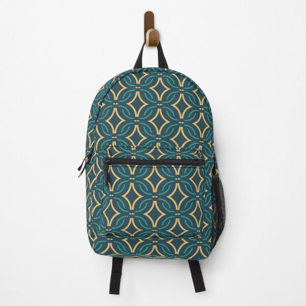 Item preview, Geometric design with yellow diamonds inside blue curved lines designed and sold by JohnyDas.