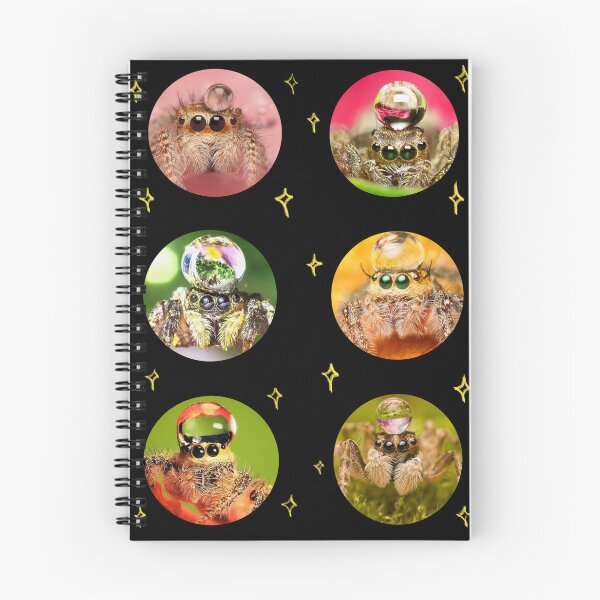 Item preview, Colourful cute peacock jumping spiders with water droplet hats pattern designed and sold by AJPaint.