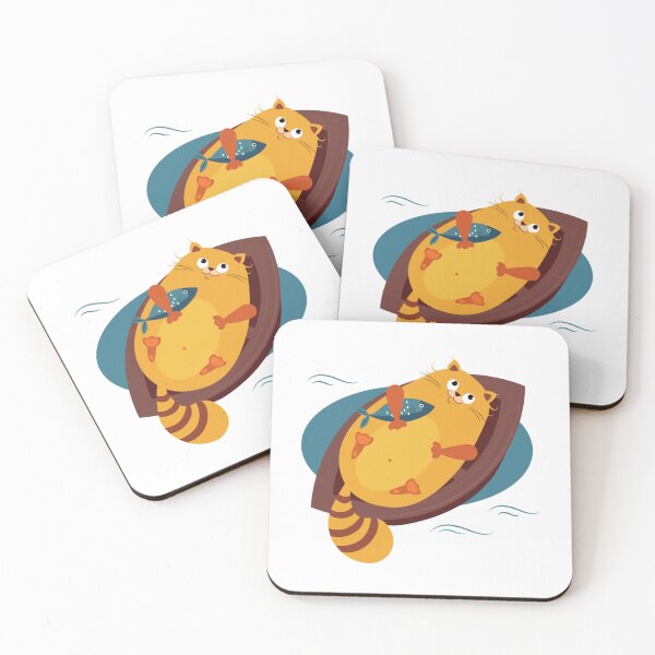 Item preview, fat cat hugging fish   designed and sold by ClitusSmith.