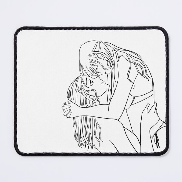 Item preview, Lesbian Hugs Line Art Print | Lesbian Couple Drawing designed and sold by Regenbogenn.