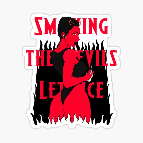 Smoking The Devils Lettuce Sexy Demon Stoner Girl Illustration Sticker For Sale By 