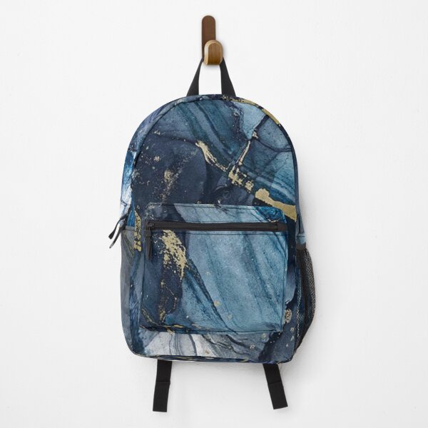Item preview, Shades of blue and gold streaks marble print designed and sold by HadeeeeL.