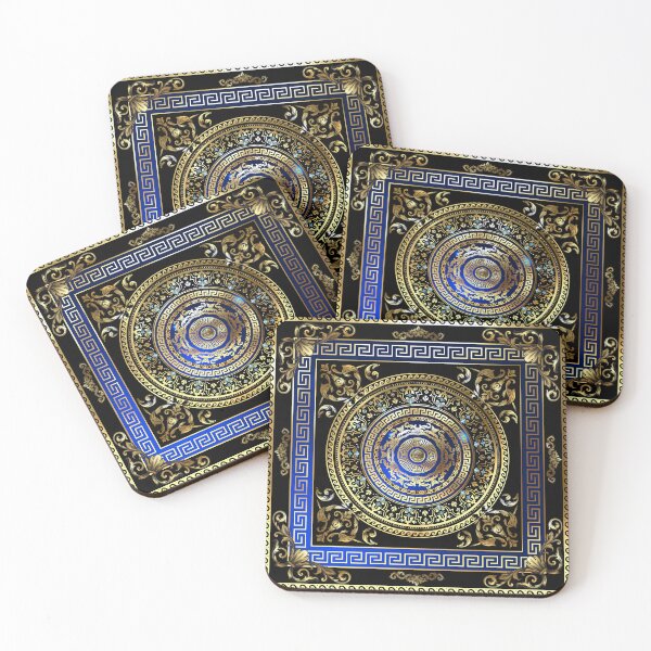 Item preview, Greek Key Meander Black Blue Gold Ornate Medallion  designed and sold by Yiorgos Designs.