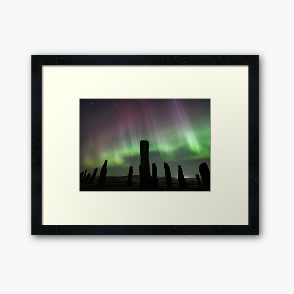 Callanish standing stones and Aurora Framed Art Print