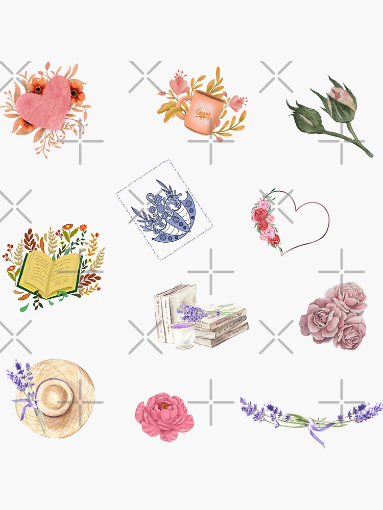 Flowers Stickers Cute, Diary Flower Stickers