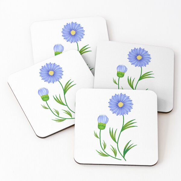Item preview, Asters with leaves, illustration designed and sold by OM-lova.