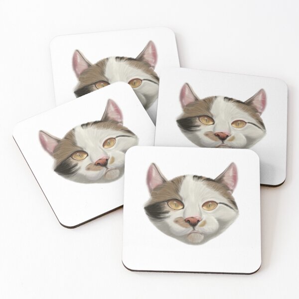 Item preview, Cute white, brown and black cat  designed and sold by Colonels  Basement.
