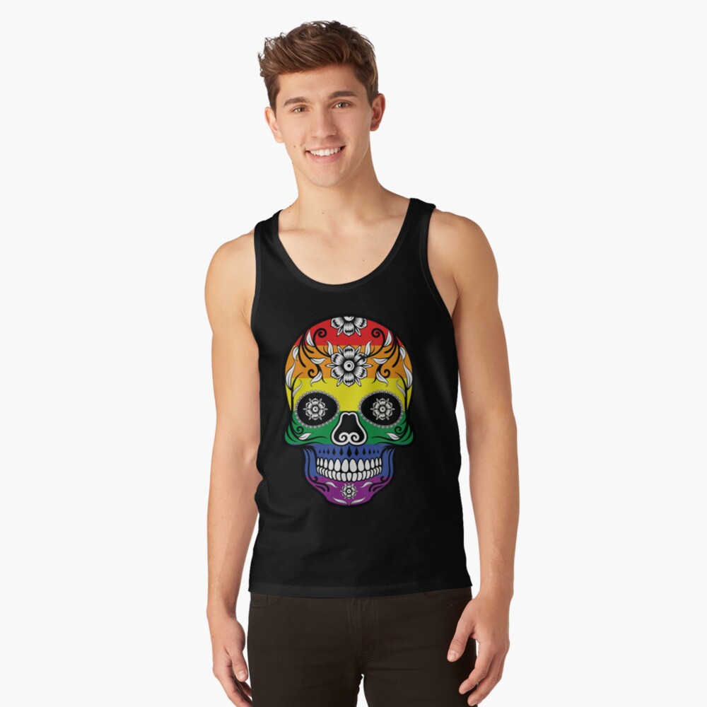 Discover Gay Pride Rainbow Sugar Skull Tank Top