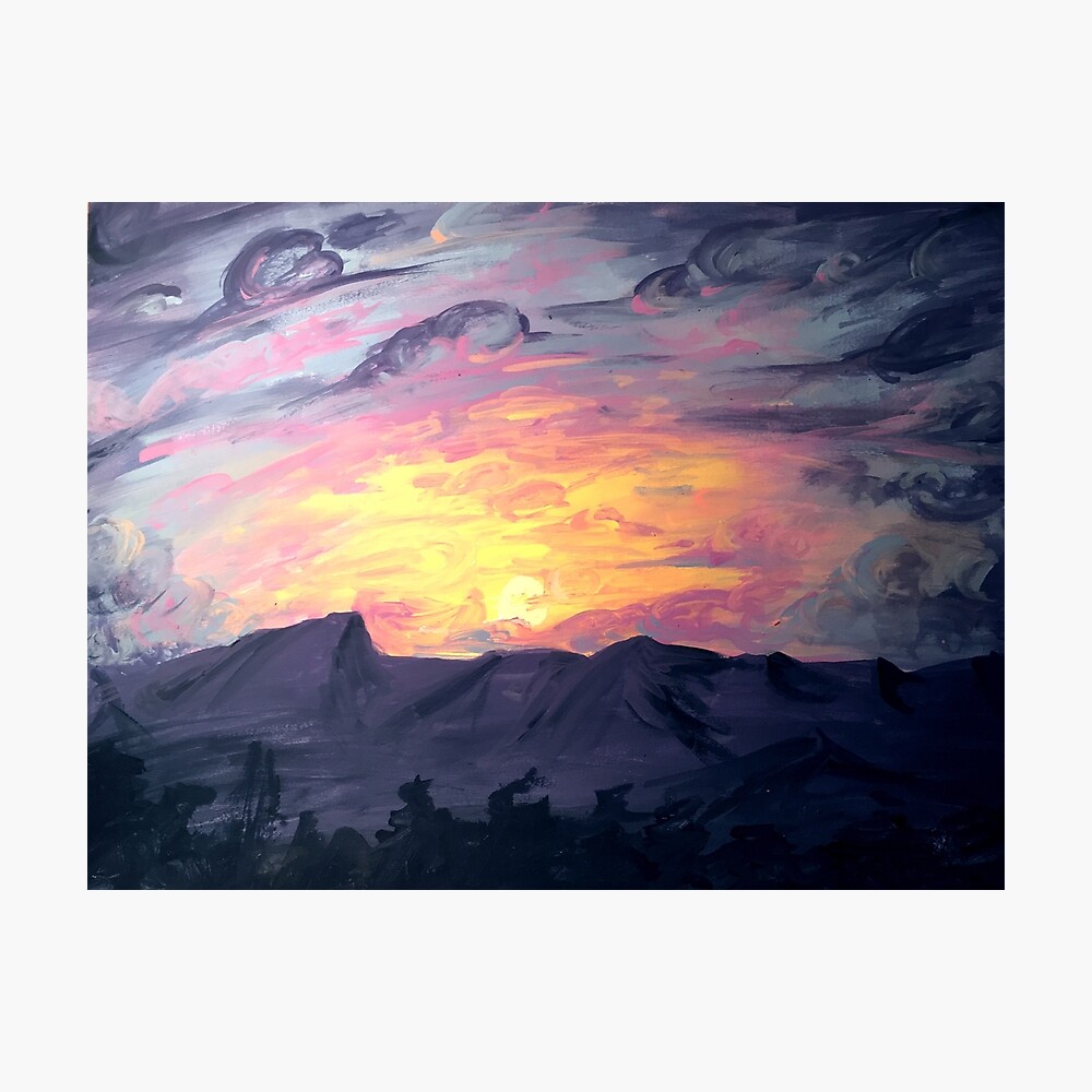 Paisaje Atardecer Pintura Acrilico