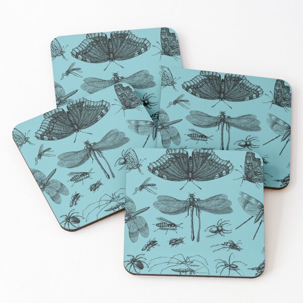Item preview, The Retro Insect Moth Spider Dragonfly Poster, 80s and 90s Nostalgia Libelle Pattern designed and sold by DiensDesign.
