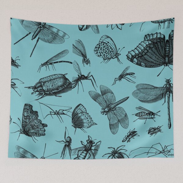 Item preview, The Retro Insect Moth Spider Dragonfly Poster, 80s and 90s Nostalgia Libelle Pattern designed and sold by DiensDesign.