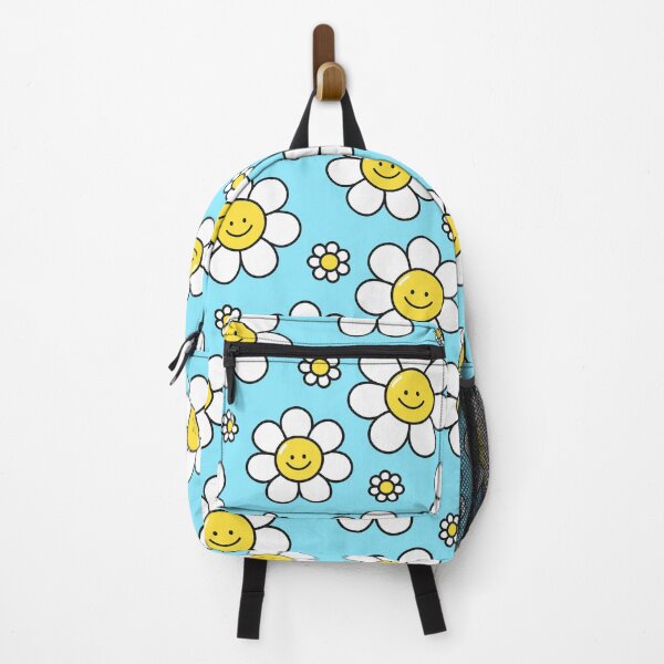 Item preview, White Daisy Smiling Flowers In Blue Pattern designed and sold by Terisdesign.