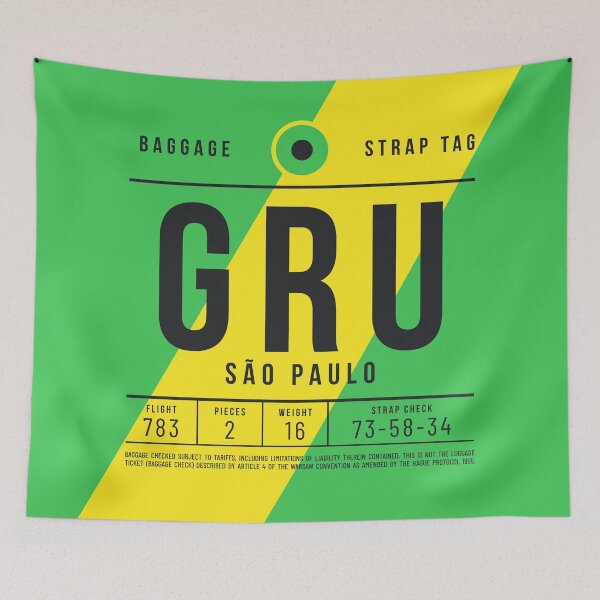 Aperçu de l'œuvre Luggage Tag E - GRU Sao Paulo Brazil créée et vendue par VoodooCircus.