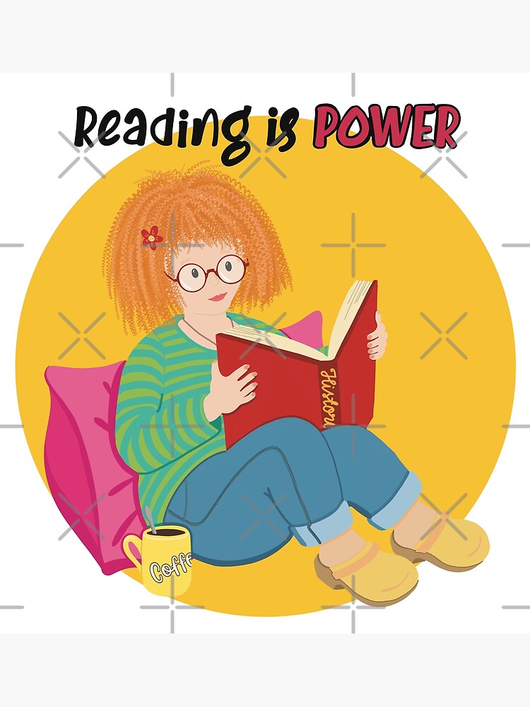  reading is power girl focusing on reading a book poster for sale by