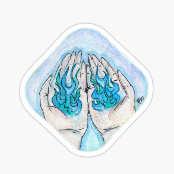 Blue Flame Hands Sticker