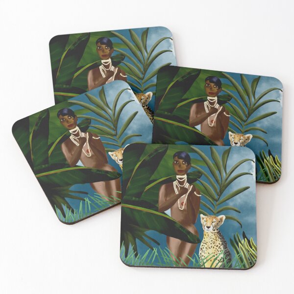 Item preview, Original illustration Skiair Joséphine Baker in the jungle with her cheetah dressed in a pearl neckl designed and sold by ElmerHenry911.