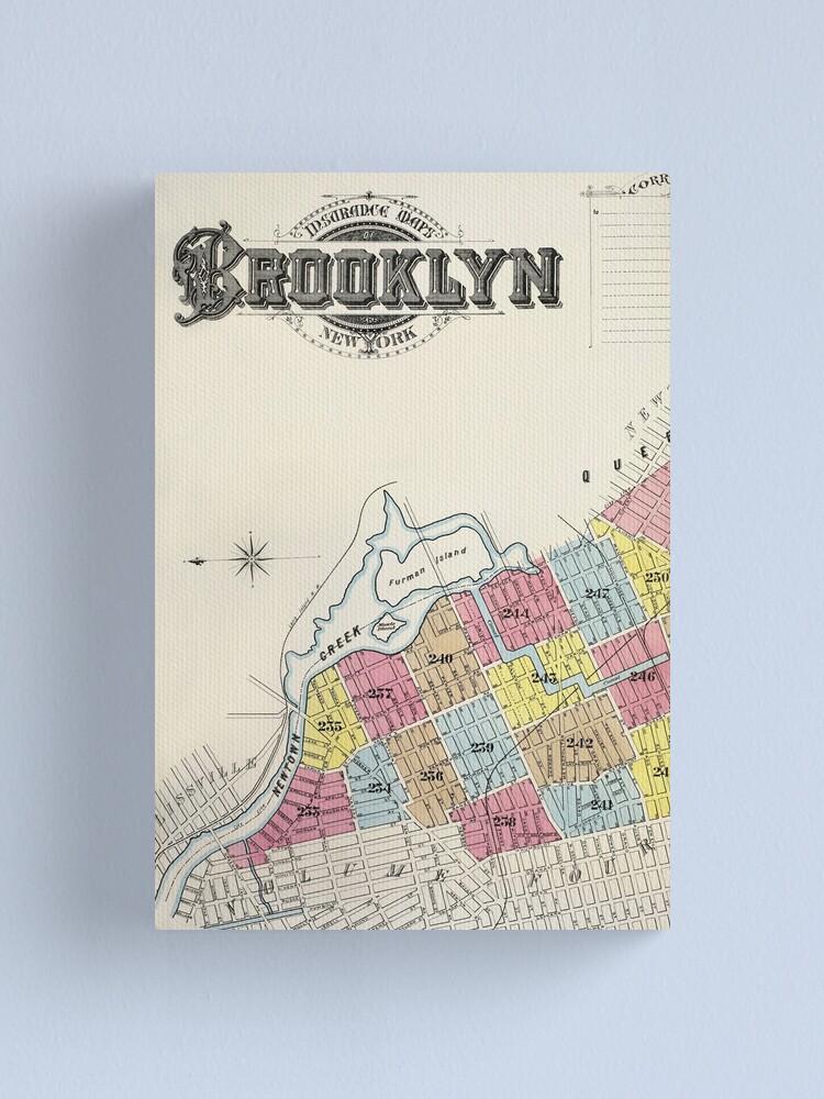 quot Very old Brooklyn New York map - Fcp,small,wall Texture,product,750x1000 