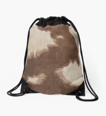 Brown Cowhide Drawstring Bag