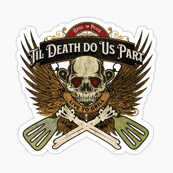 Grill in Peace - Live to Grill - Gold Wings - Skull & Crossed Bones Sticker
